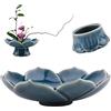 CRAFFANCY Fiore che organizza forniture, ciano-blu vaso di fiore di loto vaso di ceramica per Ikebana arte floreale piatto di frutta decorazione della casa