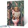 Tucocoo Dipingere con i numeri, motivo: cucciolo sulla toilette, 40 x 50 cm, tela, pittura a olio fai da te per adulti, con pennelli e pigmento acrilico, cane carino, pianta tropicale, immagine da