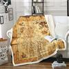 Homemissing coperta in pile con mappa dell'isola nautica, vintage, con mappa antica dei pirati, coperta sfocata matrimoniale