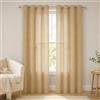 VKZ Tende Semitrasparenti Effetto Lino con Occhielli, Set da 2 Pannelli, Tende per Interni Soggiorno Camera da Letto Cucina, 140 x 290 cm,Beige