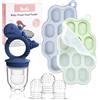 Btrfe - Contenitore per alimenti per bambini con succhiasfrutta, ciuccio per frutta per neonati, per dentizione popsicle, per alimenti per bambini, per il congelamento, colore: blu