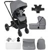 BabyVoyage passeggino 2 in 1, passeggino reversibile, Ruota rotante a 360°, Passeggino con chiusura veloce, passeggino fronte mamma-vie 0-48 mesi Fino a 26 kg-grigio