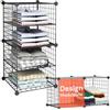 Avilia Scaffale a Rete in Ferro a 4 Ripiani - Scaffali in Metallo Salvaspazio Modulare per Cucina, Bagno e Ufficio - Mobile Scaffale Industrial Nero con Ripiani 35x35cm, Montaggio Senza Attrezzi