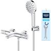 GROHE Bundle Vitalio Joy+ 120 Set Doccia con doccino 3 getti e supporto parete, cromato, 1348650000 + GROHE QUICKFIX Precision Feel Miscelatore termostatico doccia-vasca Cromo, 34788000