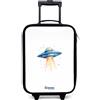 NoBoringSuitcases.com® Valigia Per Bambini Compatto 48x31x19 cm Bagaglio Ultraleggero Bagagli Rigidi LED Ruote Valigie Neonato Bimbi - Ragazzo - Astronave - Raggio di luce