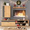 ModernLuxe 3 Pezzi Parete Attrezzata Soggiorno, Mobiletto TV, Mensola a Muro, Moderno Mobile TV, Set di Mobili per Soggiorno, legno + nero