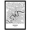 Nacnic Poster Mappa di Brisbane - Australia. Fogli Città in Australia con i Mari e fiumi, in Colore Nero. Formato A4