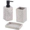 Tendance - Set di Dispenser per Sapone e Porta Sapone in poliresina Effetto Pietra - Grigio - Bagno - Accessorio da Bagno Indipendente