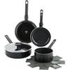 GreenPan GreenChef Tones - Set di 7 pentole in ceramica antiaderenti, padelle, pentole, casseruola, protezione padelle, induzione, senza PFAS, lavabili in lavastoviglie, adatti al forno, nero