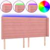 vidaXL Testiera LED Rosa 183x16x118/128 cm Velluto