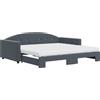 vidaXL Letto da giorno allungabile con materassi grigio scuro 100x200 cm in velluto