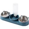 KESOTO Set di Mangiatoie Triple per Animali Domestici con Distributore d'Acqua Incluso Materiale Durevole E Inodore Adatto per Cibo Secco E Umido, Blu Scuro