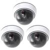 LEKEFETO Dome - Set di 3 fotocamere con luce LED lampeggiante, per interni ed esterni, telecamera di sorveglianza, con materiale di montaggio, soluzione di sicurezza realistica