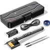 Hengrongshen Set di Saldatori, Batteria di Saldatori con Display a LED, 3 Punte per Saldare, Saldatore Portatile, Temperatura Regolabile da 260 a 420°C, Saldatore USB Per Riparazioni di Saldature Ferrose