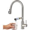 FEELSO Rubinetto da cucina estraibile con filtro per acqua potabile | Rubinetto da cucina ad alta pressione a 2 vie, con 2 tipi di getto, girevole a 360°, rimuove cloro, metalli pesanti