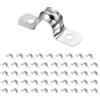 sourcing map 50 morsetti per condotti da 12 mm, morsetti per tubi a U M12, cinghia rigida in acciaio inossidabile, staffa a forma di U con due fori per fissaggio del cavo del tubo flessibile