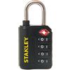 STANLEY Lucchetto da Viaggio TSA Nero, Combinazione a 4 Cifre, Arco Acciaio 30 mm, S742-057, per Zaini, Borse, Valigie, Borse Sportive,
