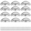 Fayvosiue 12 maniglie a conchiglia in stile vintage per porte, cassetti, cassettiere, semicircolari, colore: argento