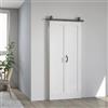 HOMCOM Porta Scorrevole a Libro 90x210 cm Pieghevole con Maniglia Bianco