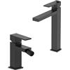 Generico Set rubinetti miscelatori lavabo alto e bidet nero opaco- monocomando - Boleco