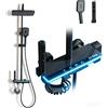 DEWINNER Colonna Doccia Nero Titanio Con Testa Quadrata DEWINNER - Display a LED-Colonna Doccia 4 Modalità e Altezza Regolabile - Testa, Getto, Rubinetto e Soffione Doccia