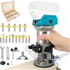 luolety Fresatrice compatta a batteria per Makita da 18 V, 800 W, senza spazzole, con 6 velocità, 30.000 giri/min, con 15 frese da 1/4 (senza batteria)