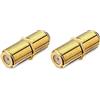 conecto connettore F, accoppiamento F, presa F su presa F, adattatore per prolunga cavo antenna/cavo coassiale, placcato oro, set di 2