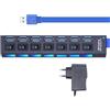 DUOBAGMA USB 3.0 Hub 7 porte splitter caricatore adattatore con alimentatore attivo distributore per PC Laptop