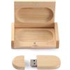 HOZYALE Chiavetta USB 2.0 in legno da 32 GB, a forma di ellisse, con scatola di legno