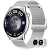 Erkwei Smartwatch Donna con Chiamate 3 Cinturini Orologio Donna 1,43 AMOLED Smart Watch iOS Android Orologio Fitness Contapassi 100+ Sportivo Frequenza Cardiaca Sonno SpO2 Argento