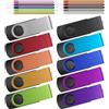 Kepmem Chiavetta USB da 64 GB, confezione da 10 chiavette USB 2.0, in metallo, 64 Giga, Kepmem girevole U Disk multicolore, portachiavi portatile da 8 GB con 10 corde per archiviazione dati