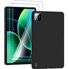 NUCNOK Cover per Xiaomi Pad 8/Pad 8 PRO (11.2 Pollici) + [2 Pezzi] Vetro Temperato, Ultra Sottile Silicone Custodia Scrub Molle di TPU Morbido AntiGraffio AntiCaduta Case[Antiscivolo], Nero