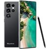 Maustron Smartphone B25Ultra da 7,3 pollici, 8 GB di RAM + 256 GB di ROM, supporta schede MicroSD fino a 128 GB, doppia SIM, 5G, Android 14, doppia fotocamera, sblocco tramite impronta digitale, nero