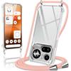 Coiwxmoi Cover per Nothing Phone 4a Pro con Cordino 6,83,Trasparente Custodia con Laccio Tracolla Corda Catena Cinghia,Ultra Morbido Silicone TPU Antiurto Case per Nothing Phone 4a Pro, Oro Rosa