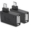 Zerone Adattatori OTG Zerone da Micro USB 2.0 Maschio a Micro USB Femmina ad Angolo Retto (90°), Confezione da 2, Compatibili con Smartphone Android, Tablet e Dispositivi Micro USB