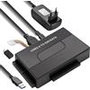APKLVSR Adattatore USB 3.2 a IDE SATA, Convertitore per Hard Disk HDD SSD 2,5" 3,5", IDE SATA a USB 6 Gbps, con Alimentatore 12V, Compatibile Windows Mac Linux