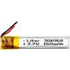Liter energy battery Batteria 301058 LiPo 3.7V 150mAh 0.555Wh 1S 5C Liter Energy Battery per l'elettronica Ricaricabile Telefono Portatile Smartwatch Orologio GPS - Non adatto per Radiocomando 60x10x4mm (150mAh|301058)