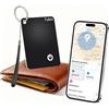 Tukio AirTag Card, Wallet Tracker Card Compatibile Apple Dov'è (solo iOS), Buletooth localizzatore IP68 Resistente, Smart Tag per Valigie, Portafoglio, Borse, Bagagli, Passaporto, Nero 1Pezzi
