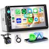 Rimoody DAB+/DAB Autoradio 2 Din con Wireless Carplay Android Auto iOS/Android Mirror Link, 7 Pollici Touchscreen Radio con Bluetooth 5.2 FM Radio USB/EQ Controllo del Volante Telecamera Posteriore