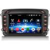Erisin 7 pollici 8-Core 4GB+64GB Android 14 Autoradio 2 Din GPS Navigatore per Mercedes Classe C/CLK/G W203 C209 W209 W463 Viano Vito Bluetooth CarPlay Android Auto DAB+ WiFi DSP USB RDS FM Canbus