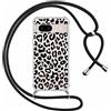 ZhuoFan Custodia con Cordino per Google Pixel 8a, Trasparente Aesthetic Modello Leopardo Disegni Cover con Collana Nero Antiurto Case Regolabile Cellulare Girocollo per Femmina, 02