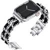 Niboow Cinturino per Apple Watch 49mm 46mm 45mm 44mm 42mm Series 11/10/9/8/7/6/5/4/3/2/1/Ultra 3/Ultra 2, Metallo Pelle Cinturini per Apple iWatch SE 3/SE 2 - Argento
