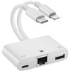 Giochem Adattatore di rete Ethernet 2 in 1 da Lightning e tipo C a RJ45, con porta di ricarica e porta USB, supporta unità flash USB/tastiera/mouse/came, plug and play, supporta rete Ethernet da 100