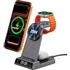 SwanScout 25W Magnetico Caricatore Wireless per iPhone, Stazione di Ricarica 3 in 1 per iPhone Air/17 Pro Max/17/16/15/14/13/12, Base Ricarica per Apple Watch Ultra 3/SE 3/11/10/9/8/7 e AirPods, SwanScout C02M