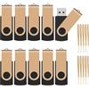 TEWENE Chiavetta USB da 4 GB, confezione da 10 pezzi, con cordini, rotante, pieghevole USB 2.0, chiavetta di memoria pendrive USB (4 GB, 10 pezzi) oro