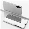 TiHen Cover iPhone XR Custodia Clear View Specchio Standing Cover Caso Flip Case Custodia + Pellicola Vetro temperato 2 Pezzi 360° Protettiva Bumper per iPhone XR Argento