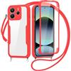 FERLAN Cover per Redmi Note 14 4G (163) con Cordino, 360 Gradi Antiurto Custodia con Protezione Schermo Integrata Trasparente Rugged TPU Bumper Doppia Protettiva Cover per Redmi Note 14 4G (163)-Rosso