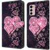 BLOTECH Cover per Motorola Moto G42 Custodia Flip Caso in PU Pelle Bumper Folio Protector a Libro Magnetic Buckle 3D Brillantini Glitters PU Leather Protettiva,Heart to Heart
