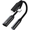 Apitiong Adattatore per Cuffie USB C/Lightning e Ricarica, 2 in 2 Adattatore Cuffie USB C/Lightning, i Phone Jack 3,5 mm, per i Phone 16/15/14/13/12/X/8/7/Pad/i-OS Macbook, S23 S22 S21, Huawei（1 pezzo/nero）