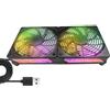 WIYETY Ventola USB con lampadine colorate: ventola di raffreddamento senza spazzole da 220 V, doppia ventola da 120 mm, grande volume d'aria, ventola di scarico silenziosa per computer, case e altro